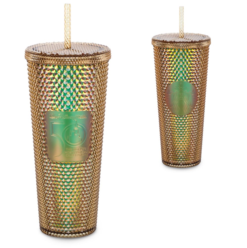 Walt Disney World 50th Anniversary Geometric Starbucks Tumbler with Straw – Gold