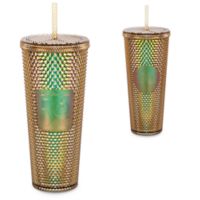 Walt Disney World 50th Anniversary Geometric Starbucks Tumbler with Straw  Gold