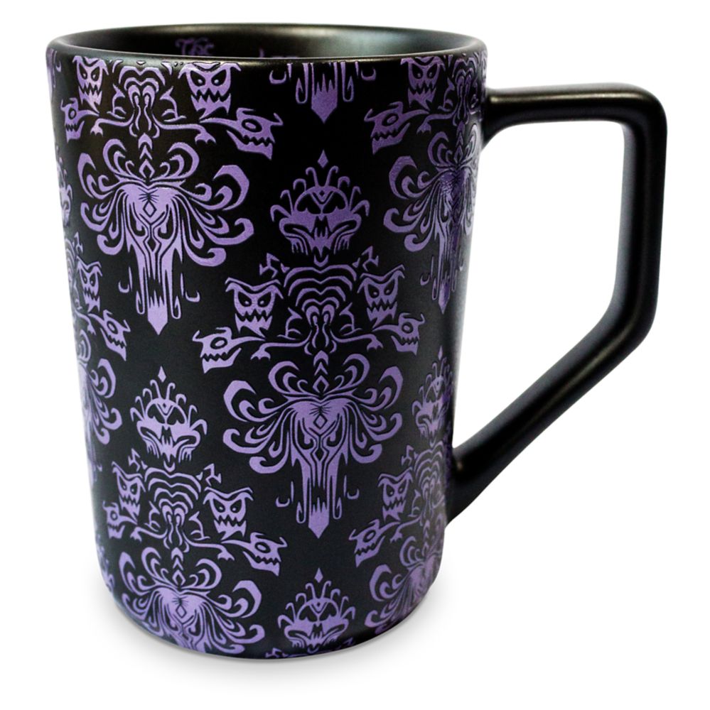 New Disney Parks Haunted Mansion Wallpaper Pattern Ceramic Purple Black Mug Cup