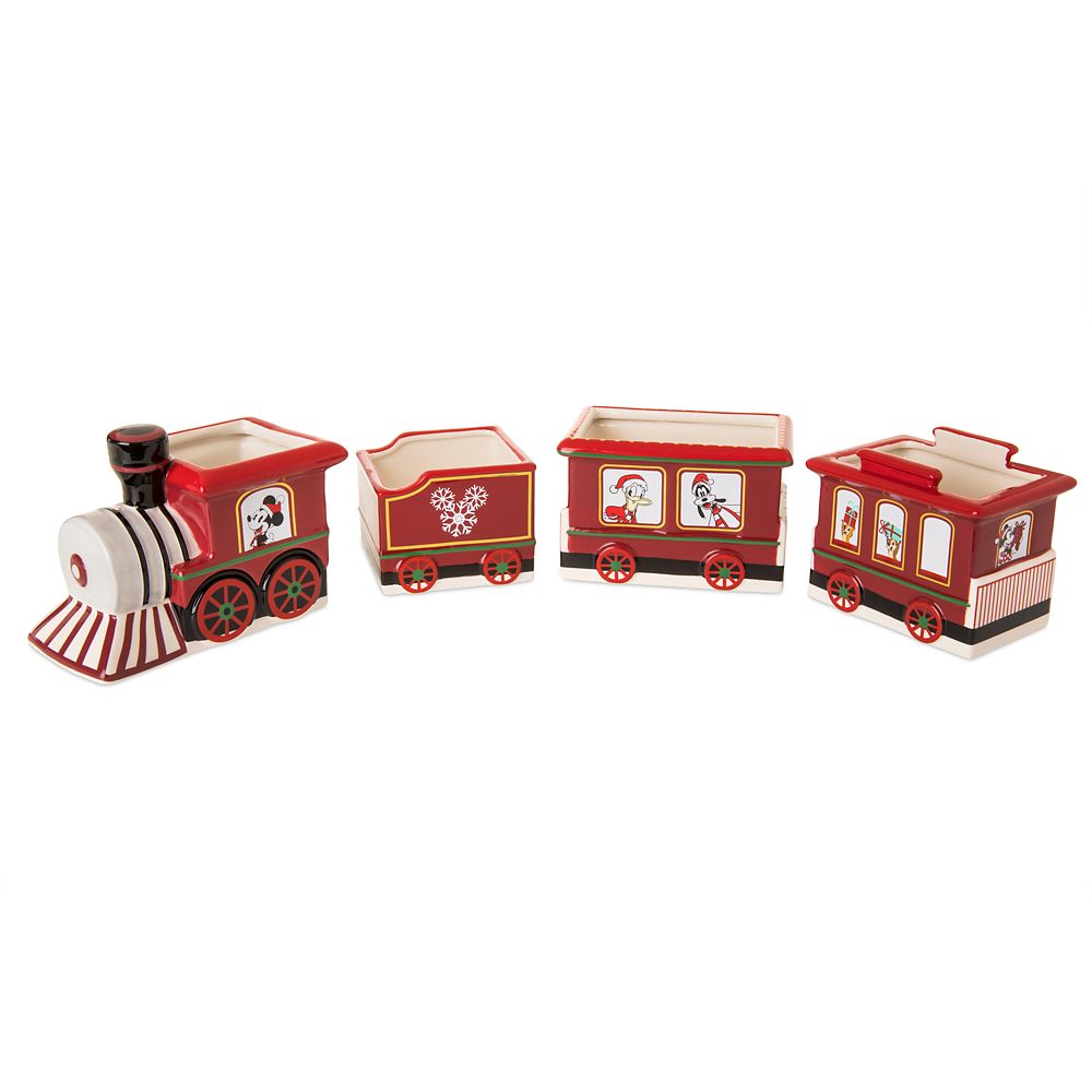 Disney Mickey & Friends Ceramic Holiday Train Bowl Appetizer Christmas Set 2020 