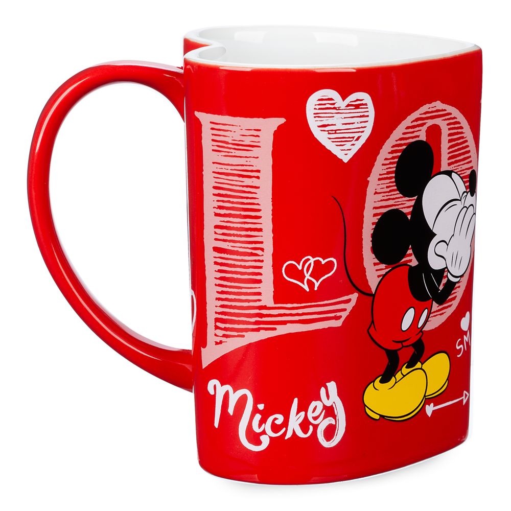 Mickey and Minnie Mouse Heart-Shaped Mug