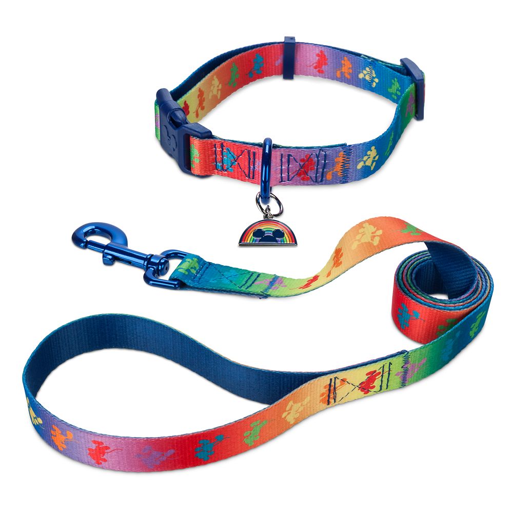 Disney Pride Collection Rainbow Mickey Mouse Pet Collar and Leash Set now available