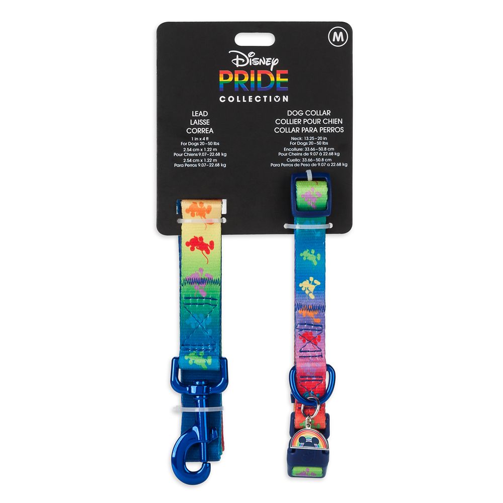 Disney Pride Collection Rainbow Mickey Mouse Pet Collar and Leash Set