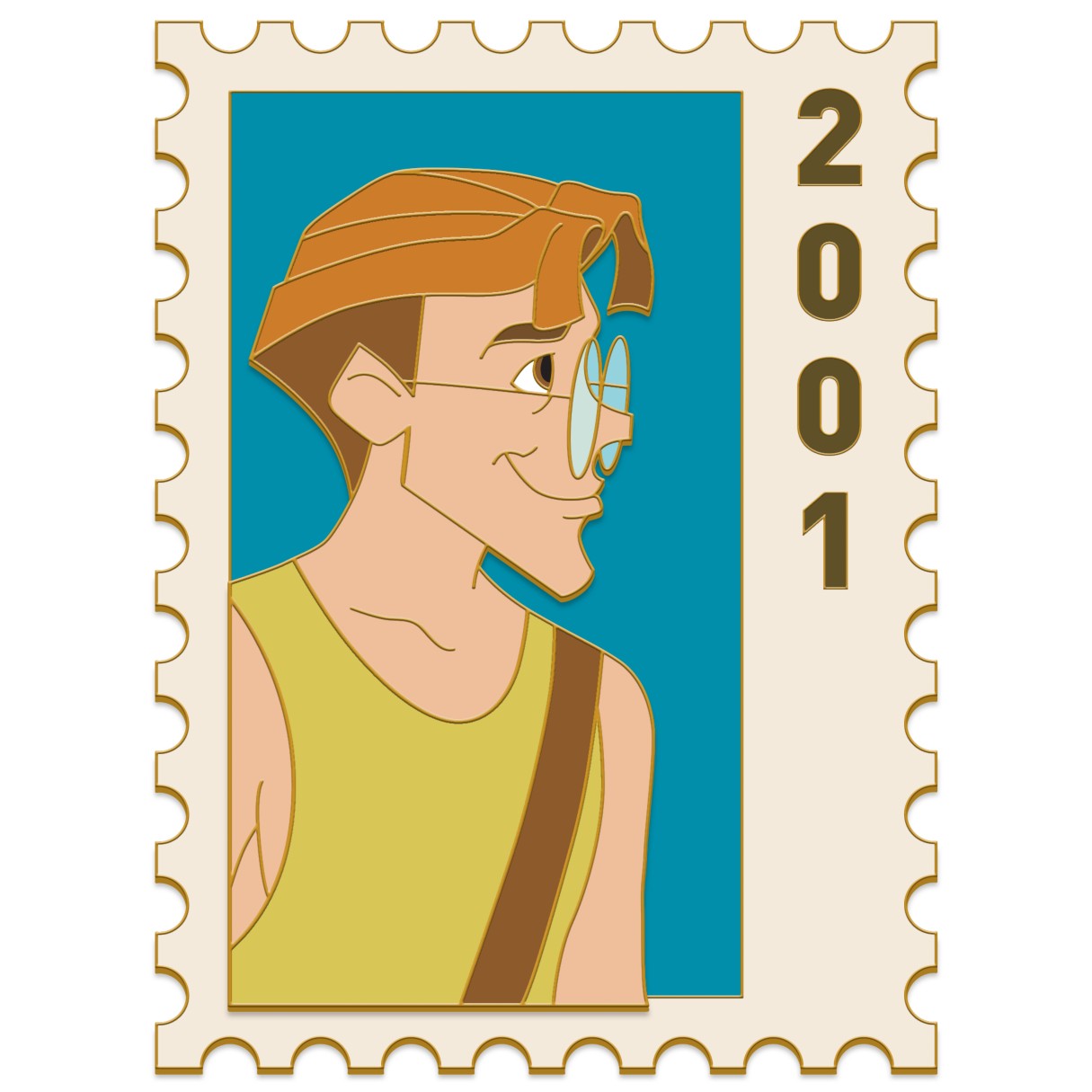 Milo Postage Stamp Pin – Atlantis: The Lost Empire – Disney Employee Center – Cast Member Exclusive – Limited Edition