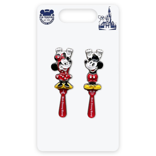 Mickey and Minnie Mouse ''Backscratcher'' Pin Set – Walt Disney World 50th Anniversary