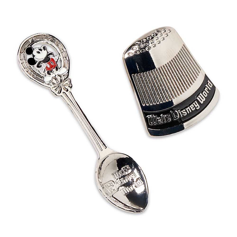 Mickey Mouse Spoon and Thimble Pin Set – Walt Disney World 50th Anniversary