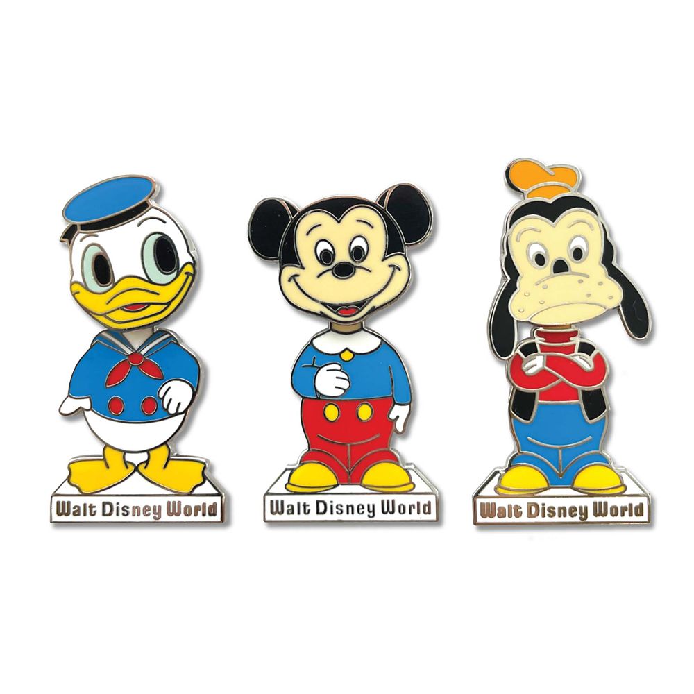 Mickey Mouse and Friends ''Bobble Head'' Pin Set – Walt Disney World 50th Anniversary