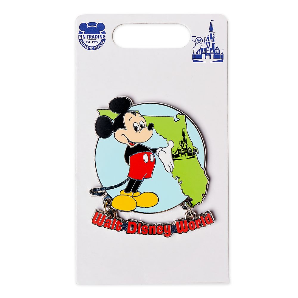 Mickey Mouse Map of Florida Pin – Walt Disney World 50th Anniversary