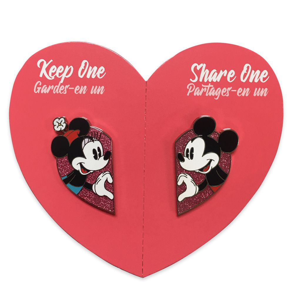 Mickey and Minnie Mouse Valentine's Day Pin Set