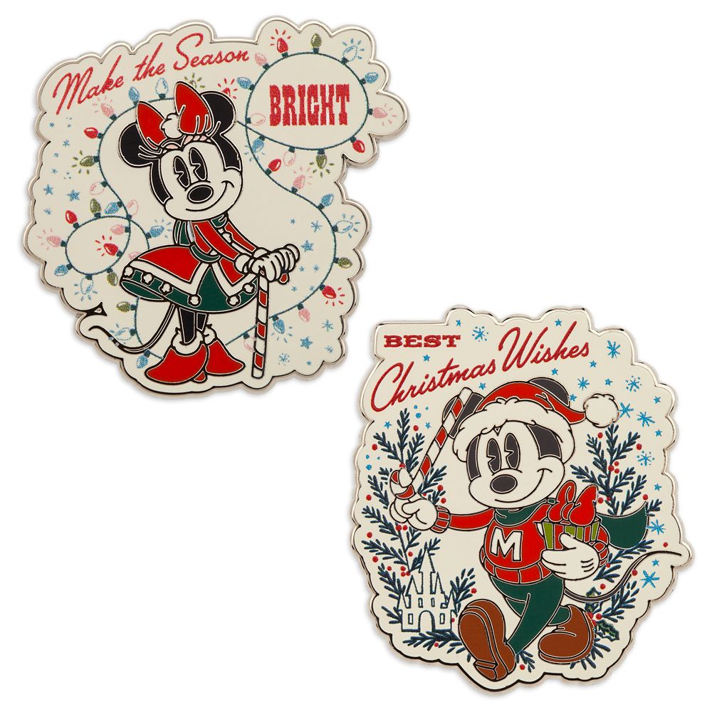 Mickey and Minnie Mouse Holiday Pin Set