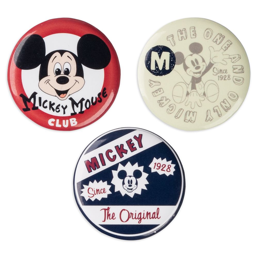 Rare 90's Disney Mickey Mouse Icons 2-Piece Buttons Set Style 46367 NRFB