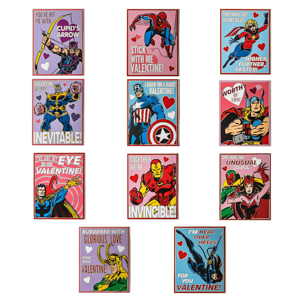 Marvel’s Avengers ”Valentines Assemble” Mystery Pin Set is now available online