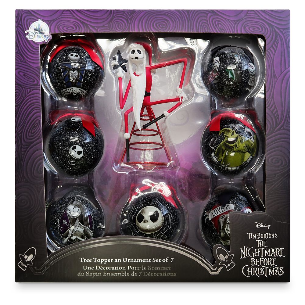 Tim Burton's The Nightmare Before Christmas Tree Topper and Ball Ornament Set