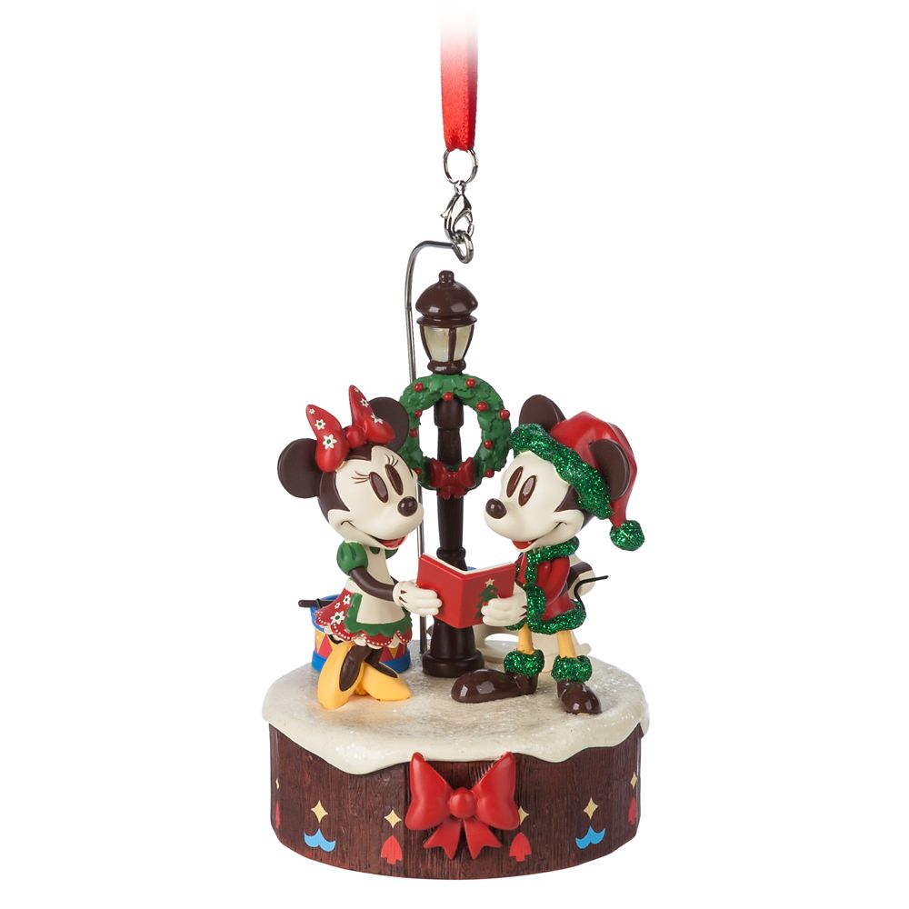 Mickey and Minnie Mouse Figural Holiday Light-Up Sketchbook Ornament