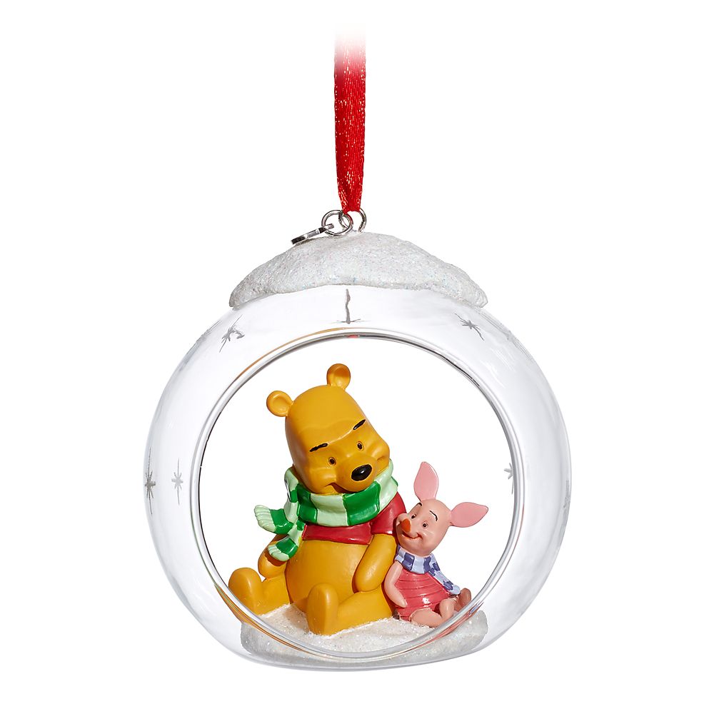 Winnie the Pooh and Piglet Glass Globe Sketchbook Ornament