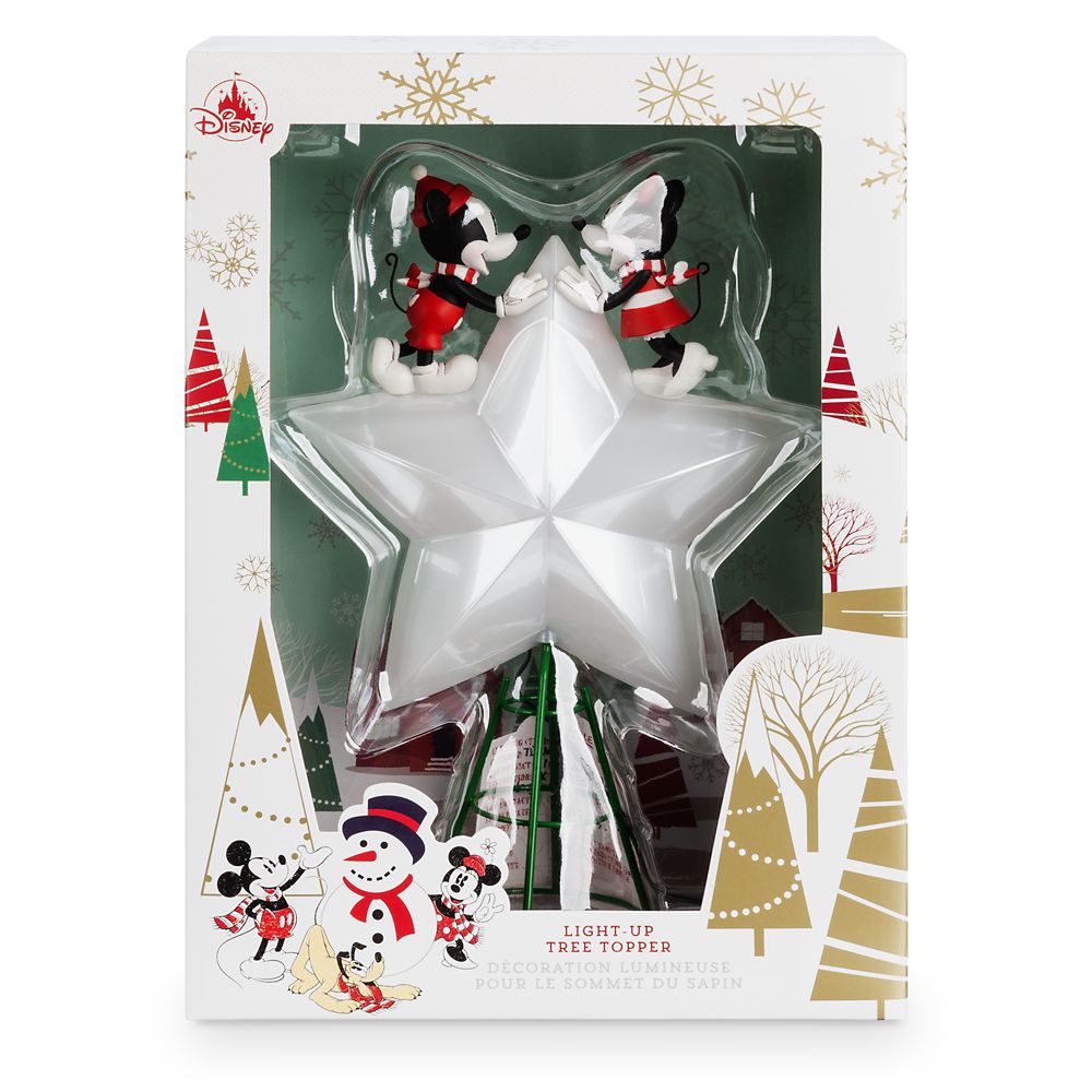 New Disney Store MICKEY MINNIE Mouse Christmas Holiday Tree Topper Light Up Star