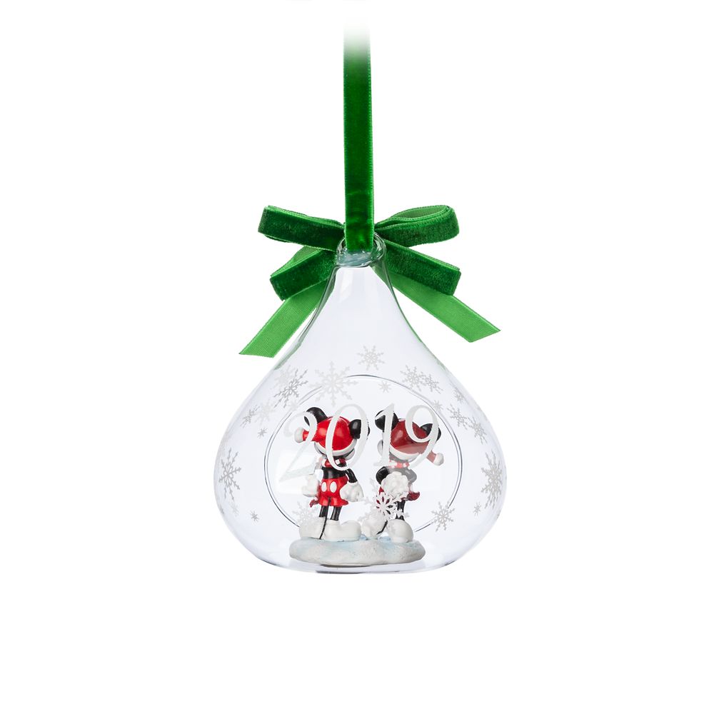 Mickey and Minnie Mouse Glass Drop Sketchbook Ornament 2019