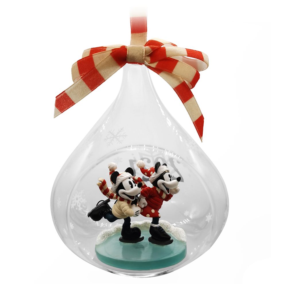 Mickey and Minnie Mouse Glass Drop Sketchbook Ornament 2021