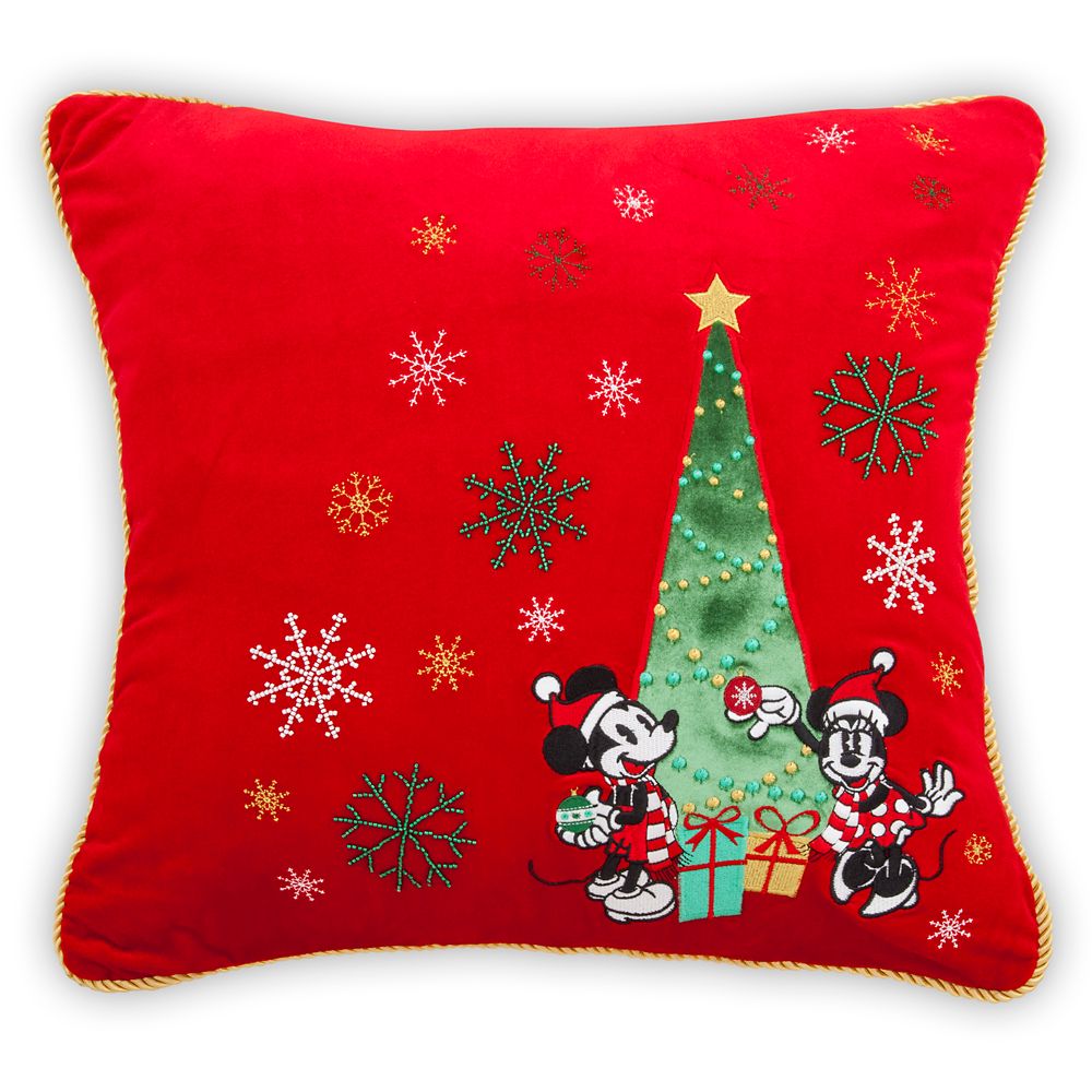 Mickey and Minnie Mouse Holiday Throw Pillow