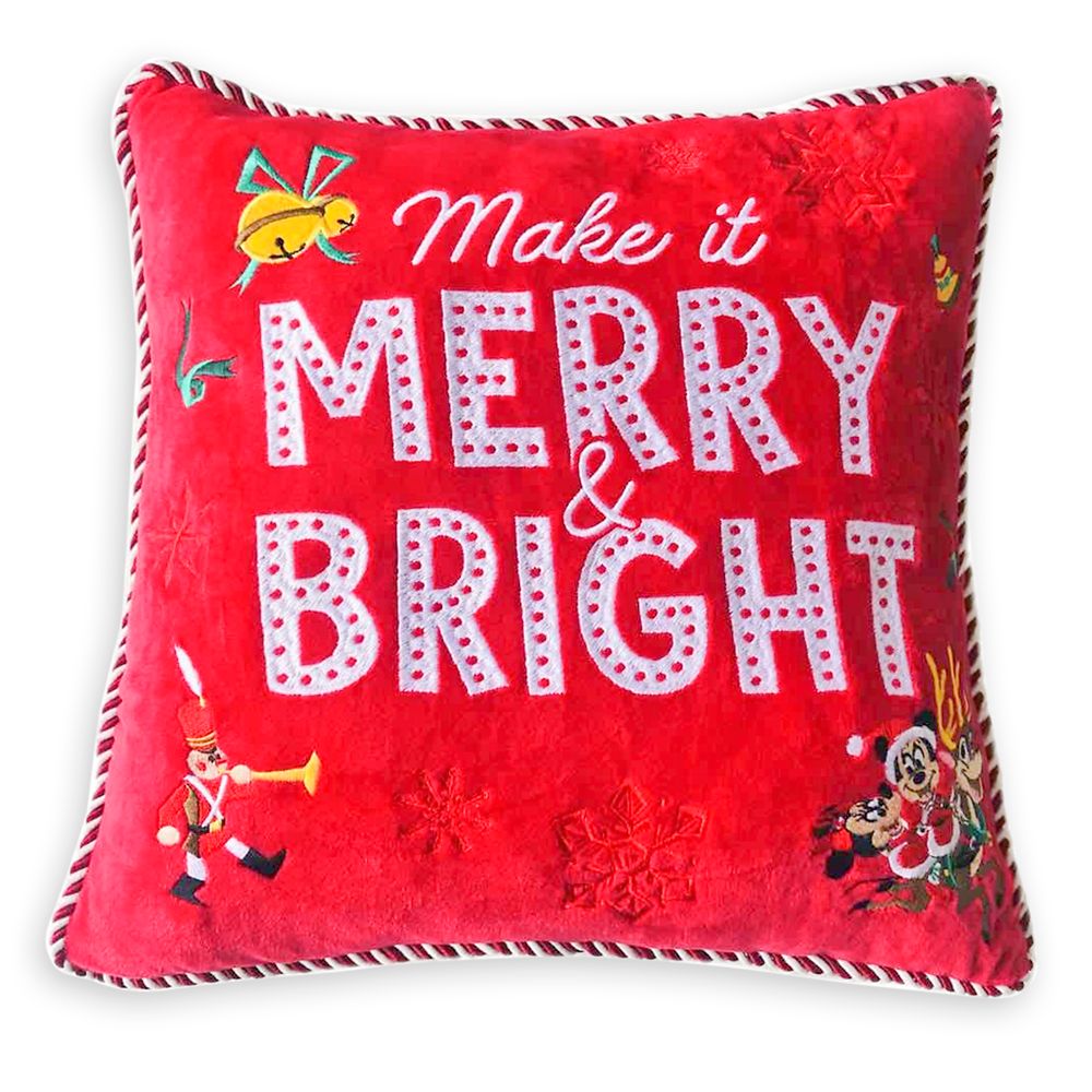 Mickey and Minnie Mouse Holiday Throw Pillow