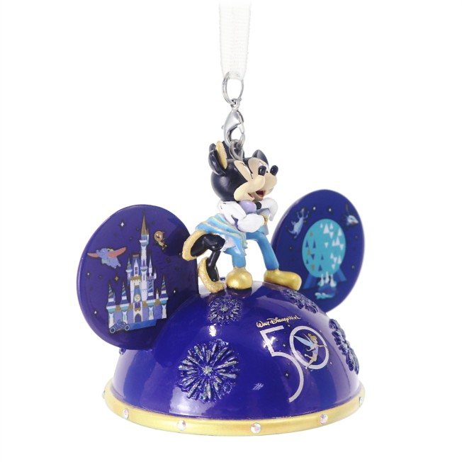 Fast Ship Disney World 50th Anniversary Minnie & Mickey Mouse Glass Ornament