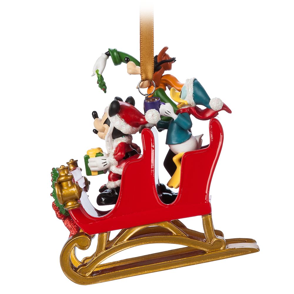 Santa Mickey Mouse and Friends in Sleigh Figural Ornament