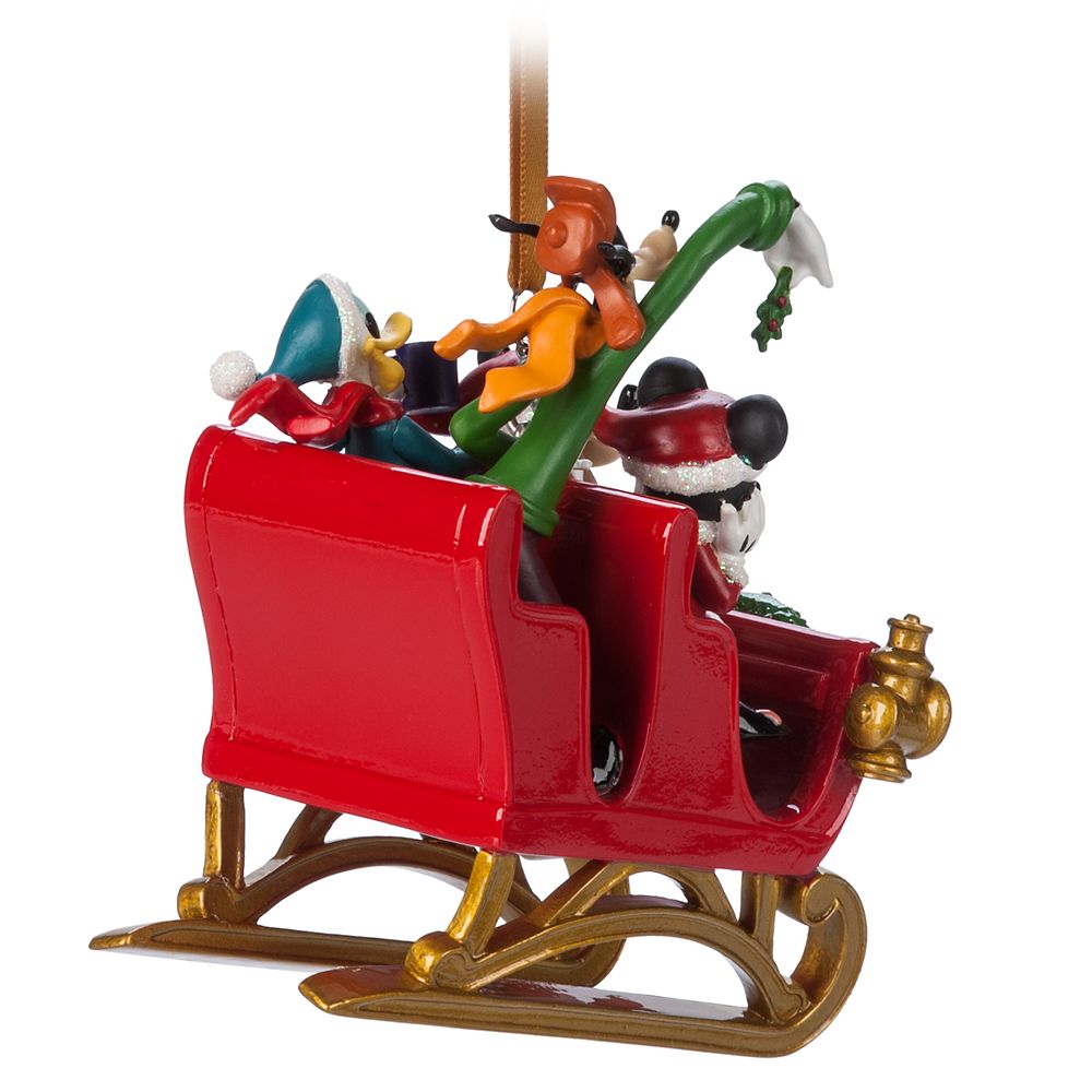 Santa Mickey Mouse and Friends in Sleigh Figural Ornament