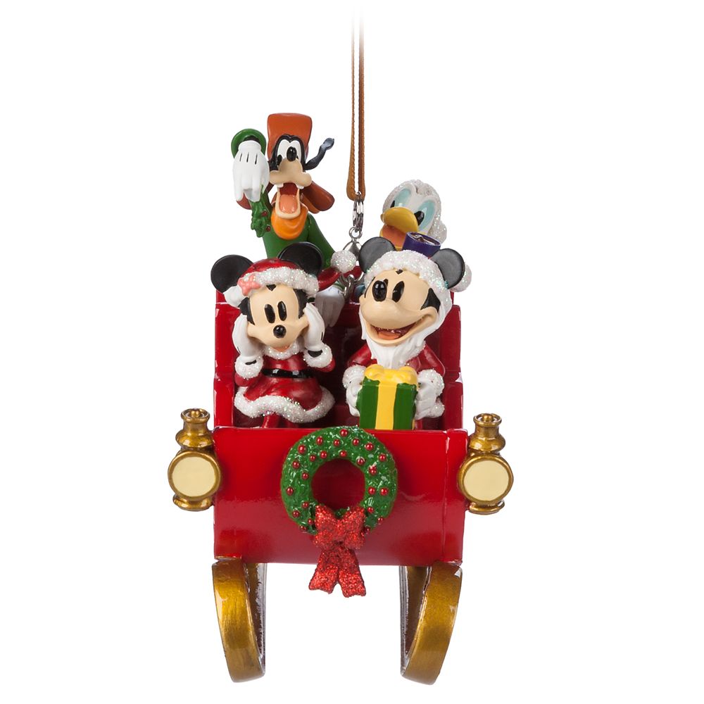 Santa Mickey Mouse and Friends in Sleigh Figural Ornament