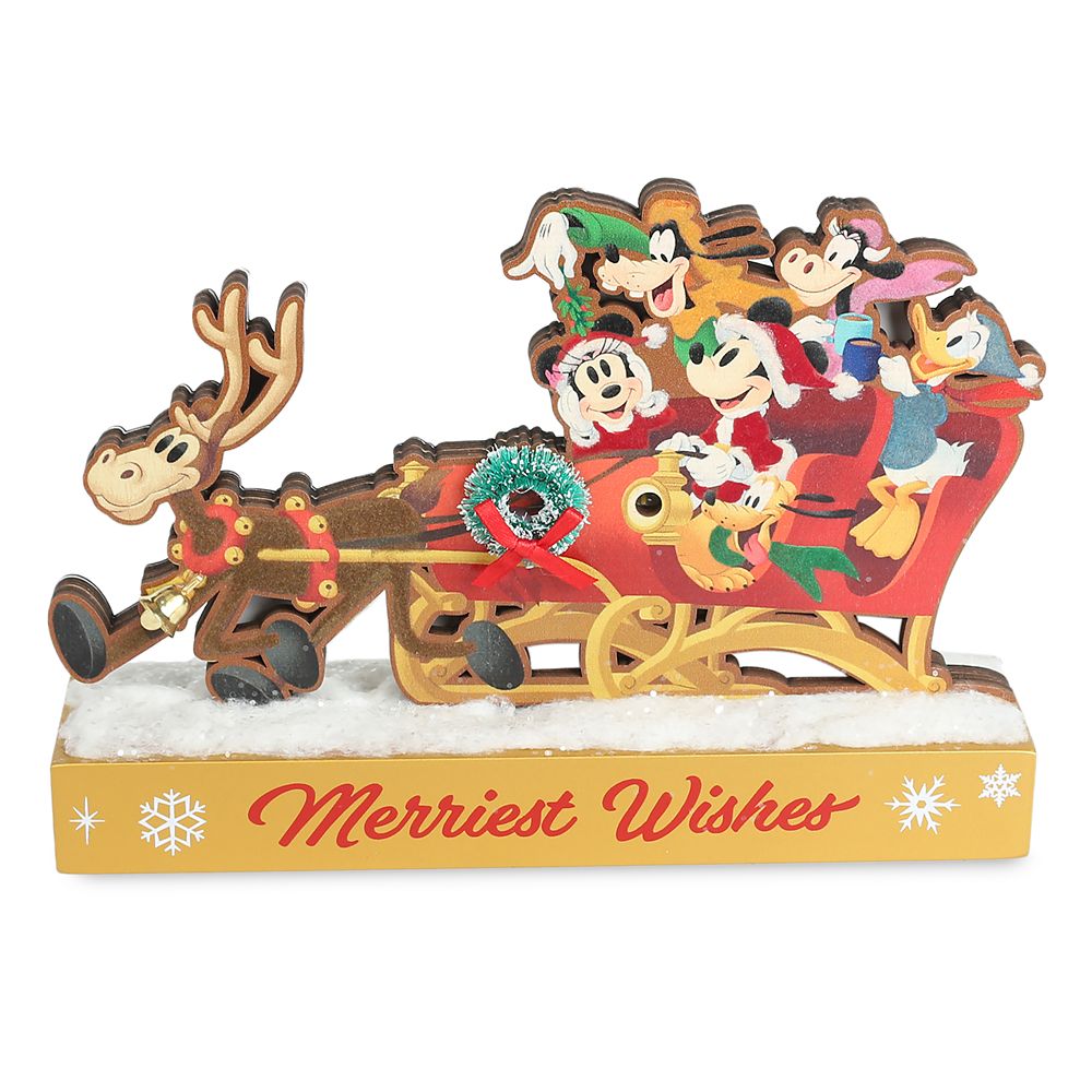 Santa Mickey Mouse and Friends ”Merriest Wishes” Wood Figure now available online