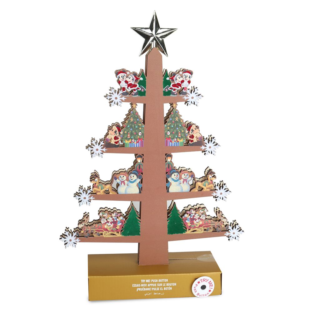 Santa Mickey Mouse and Friends Wooden Light-Up Holiday Tree