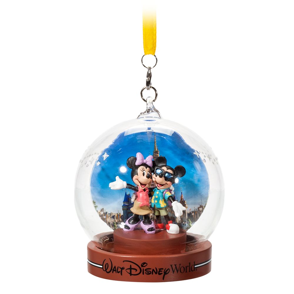 Mickey and Minnie Mouse Glass Dome Ornament – Walt Disney World available online