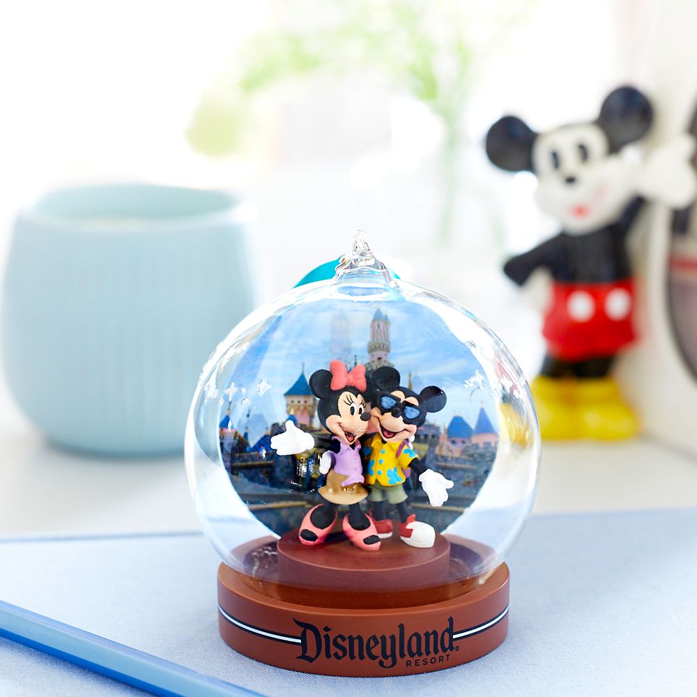 Mickey and Minnie Mouse Glass Dome Ornament &ndash; Disneyland