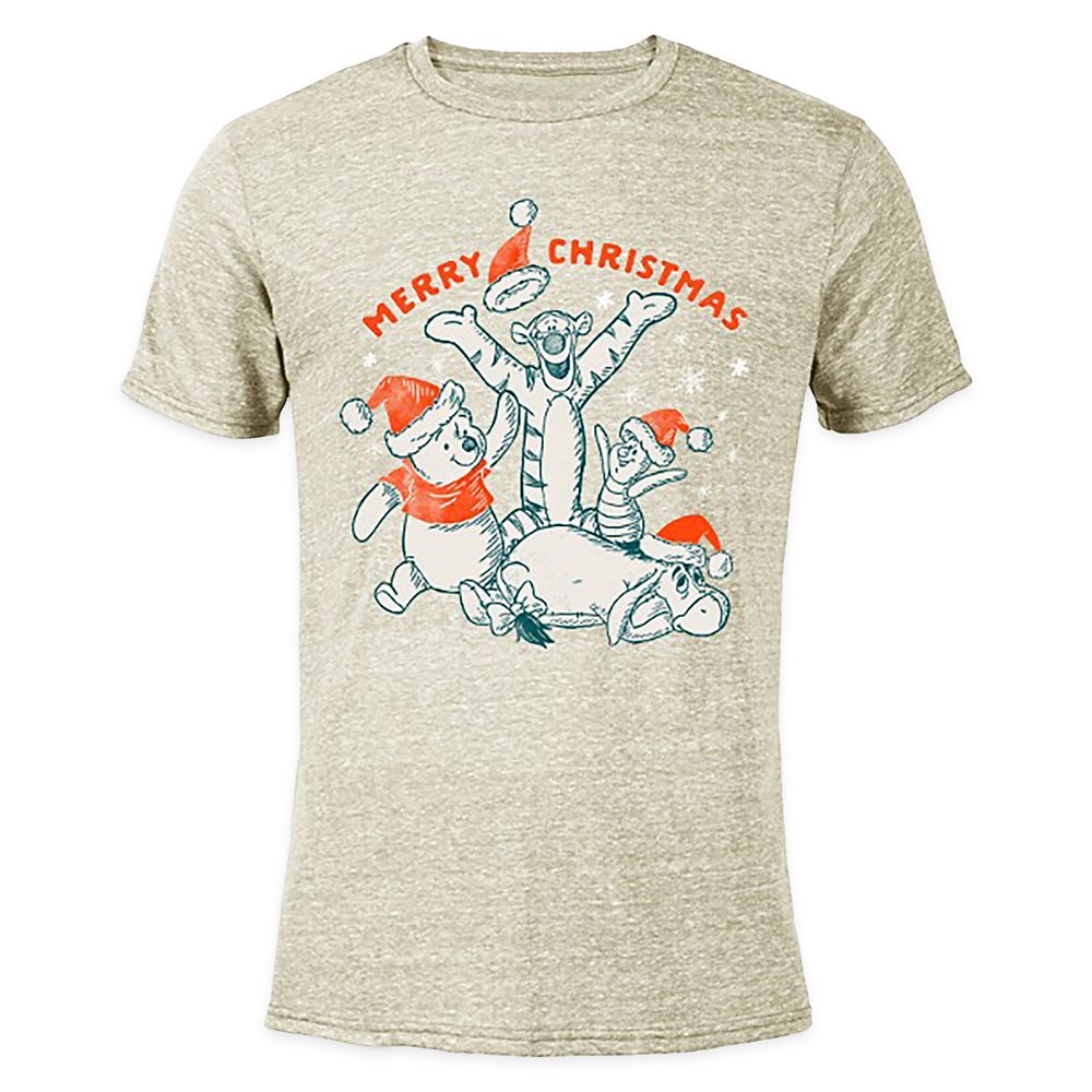 Winnie the Pooh and Pals ''Merry Christmas'' Heathered T-Shirt for Adults &ndash; Customized
