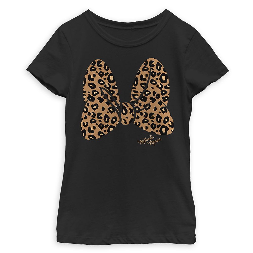 Minnie Mouse Leopard Print Bow T-Shirt for Girls