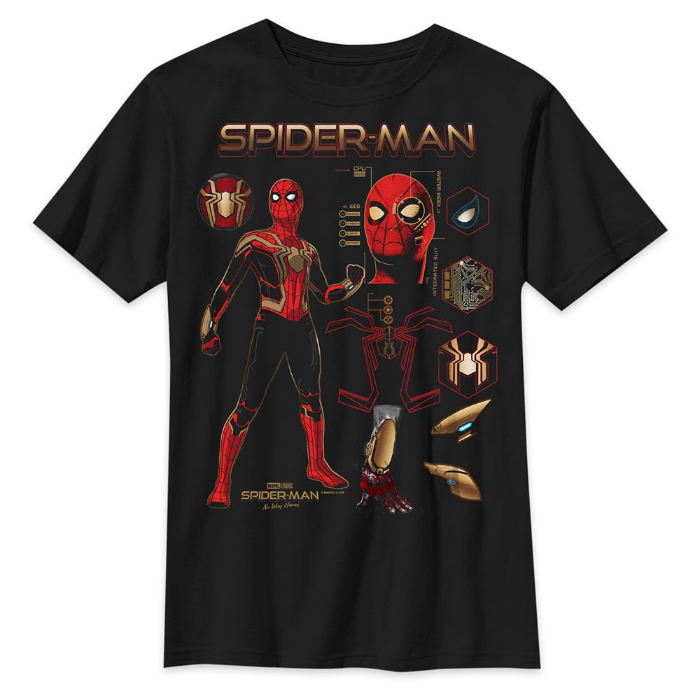 Marvel Boy's SpiderMan No Way Home Iron Suit Gear TShirt Black