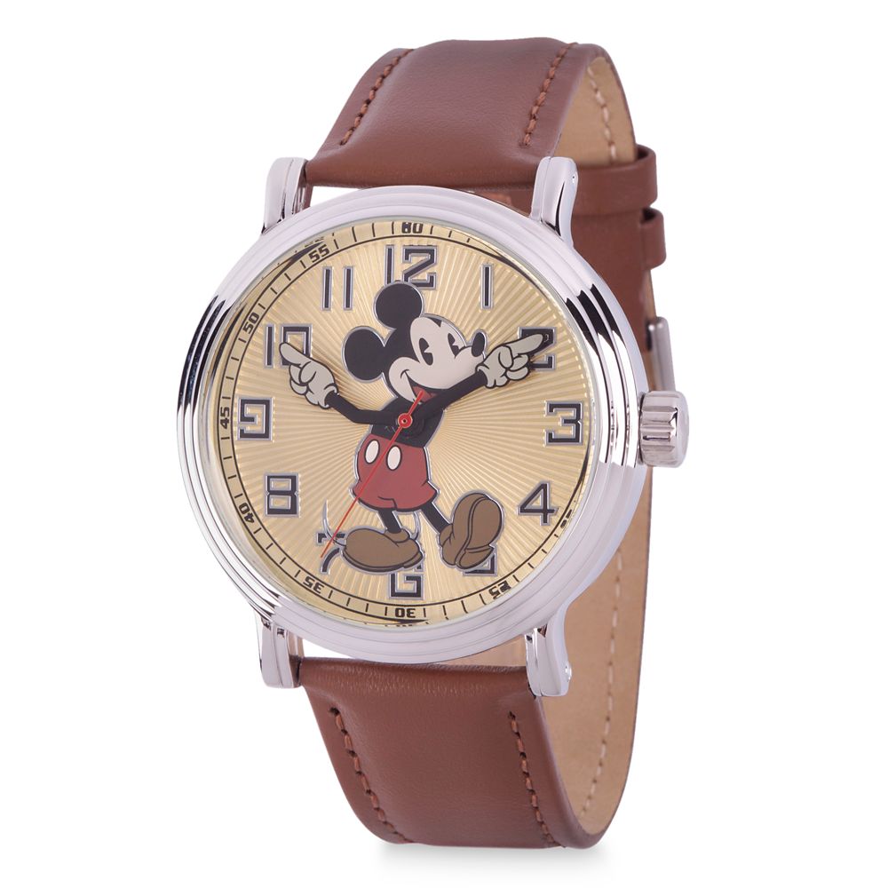 Mickey Mouse Vintage Style Silver Alloy Watch for Men Disney Store