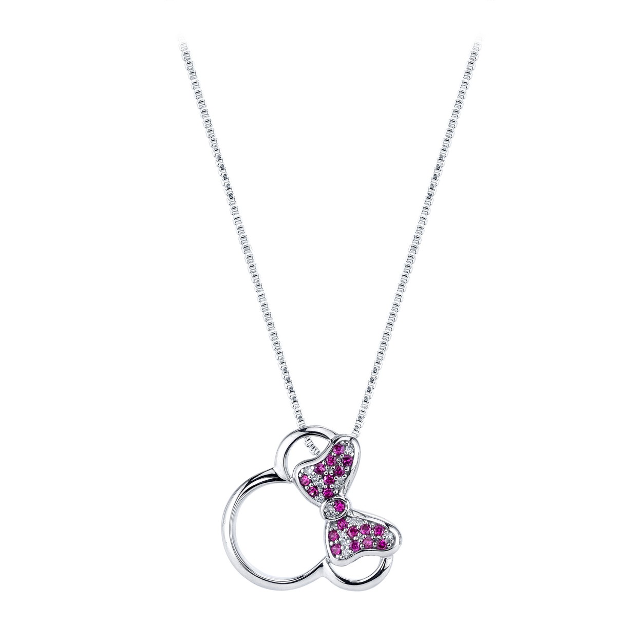 Minnie Mouse Icon Diamond and Ruby Necklace