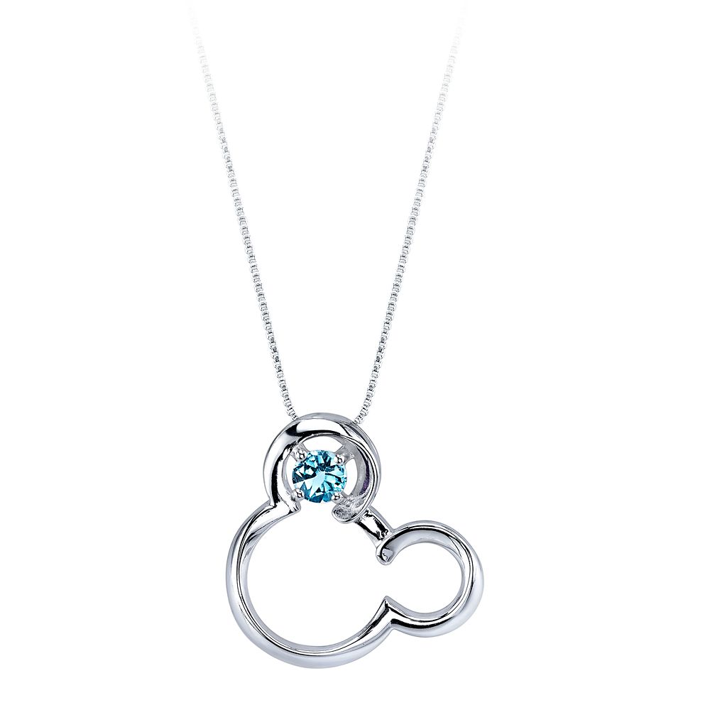 Mickey Mouse March Birthstone Necklace for Women  Aquamarine Official shopDisney