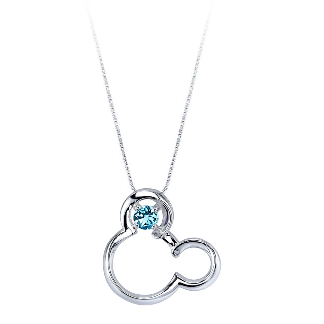Mickey Mouse March Birthstone Necklace for Women – Aquamarine