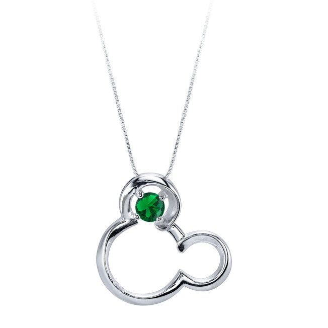 Mickey Mouse May Birthstone Necklace for Women – Emerald