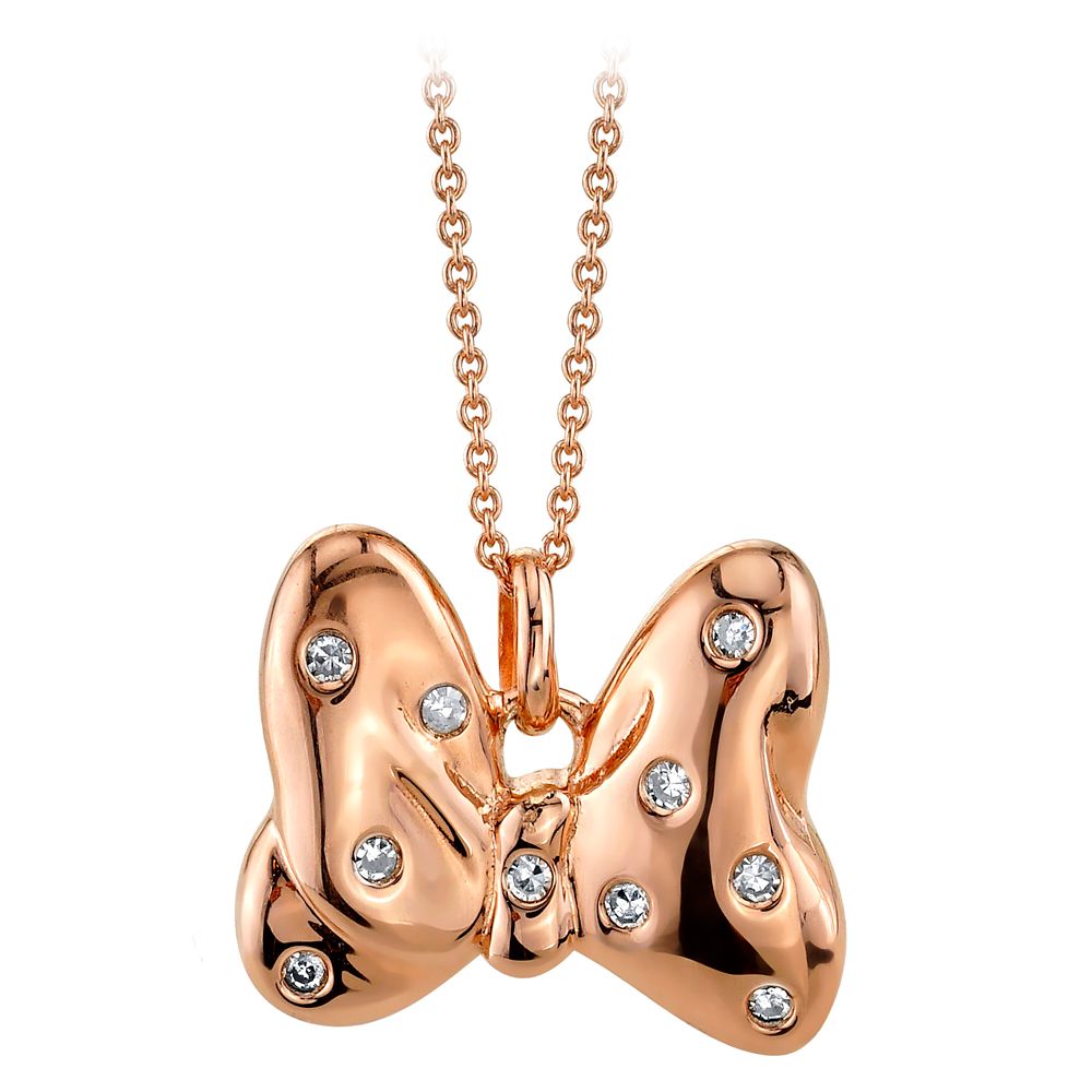 Minnie Mouse Bow Diamond Pendant Necklace  Rose Gold Official shopDisney