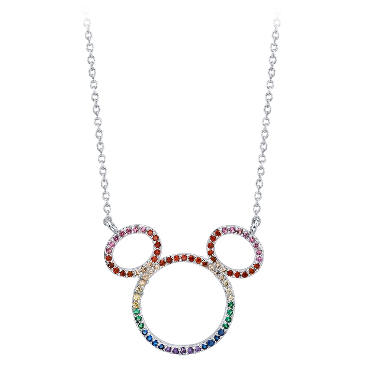 Mickey Mouse Rainbow Crystal Pendant Necklace