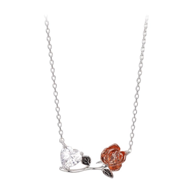 Enchanted Rose and Heart Necklace – Beauty and the Beast