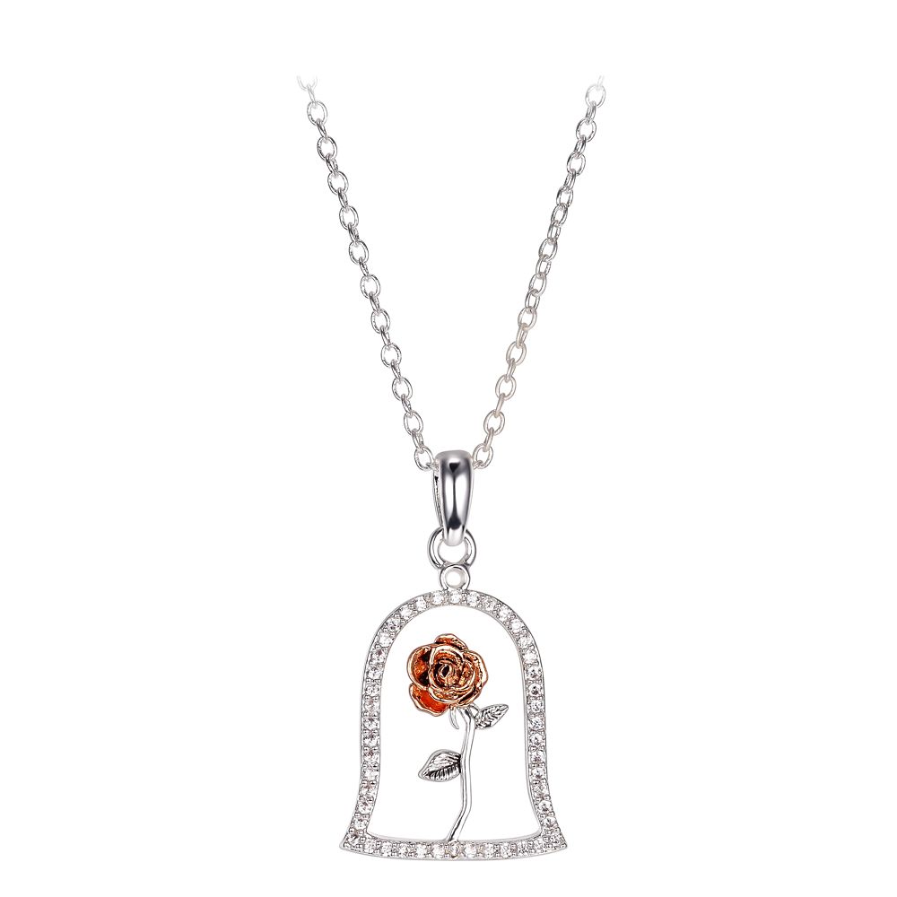 Disney beauty and the store beast rose necklace