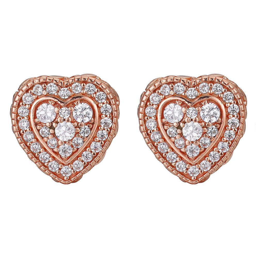 Minnie Mouse Rose Gold Heart Stud Earrings Official shopDisney