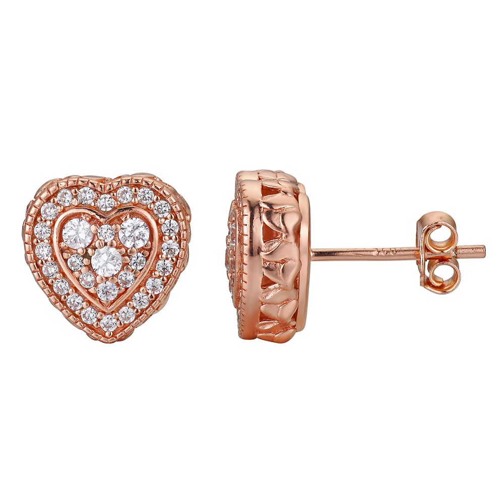 Minnie Mouse Rose Gold Heart Stud Earrings