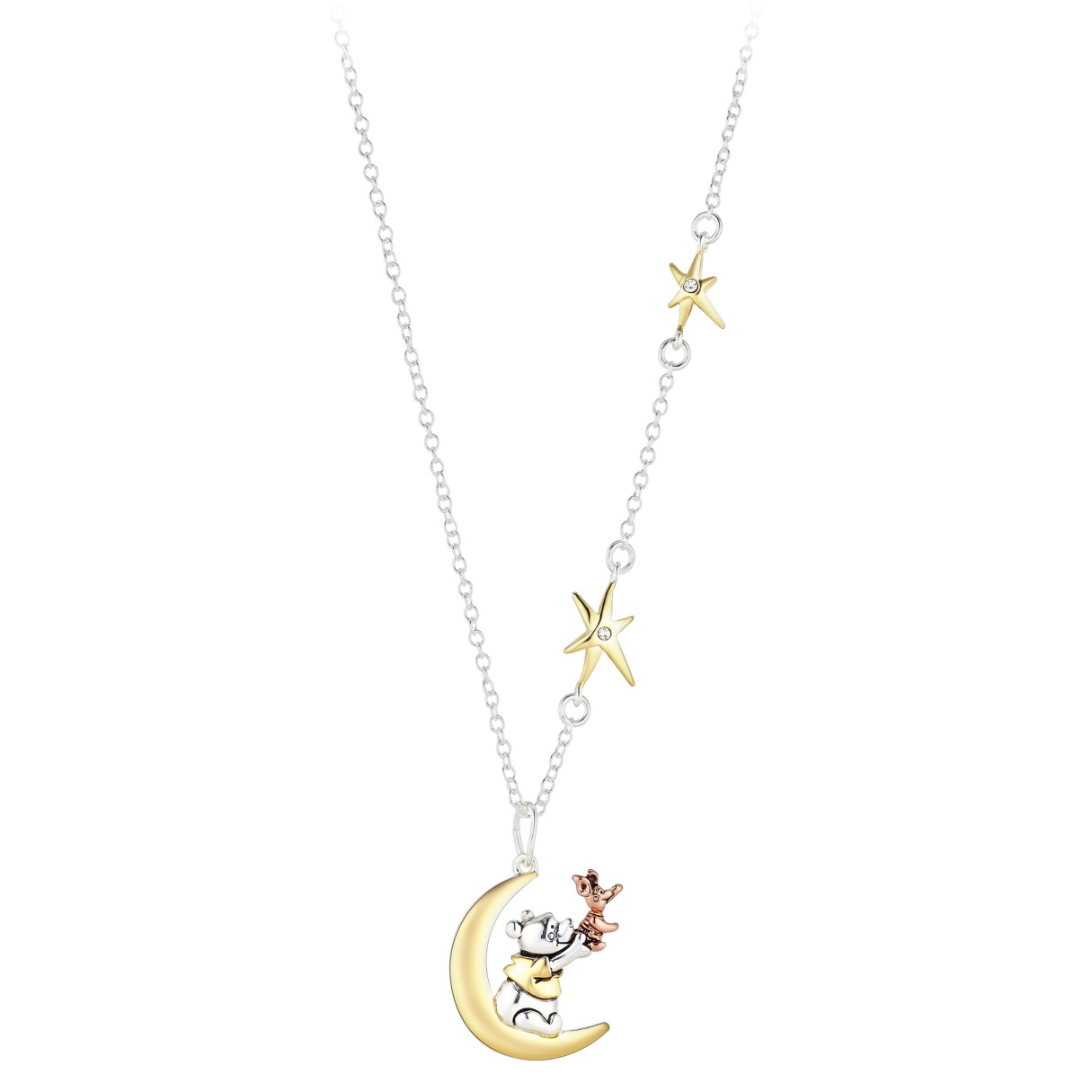 Winnie the Pooh and Piglet Moon Pendant Necklace