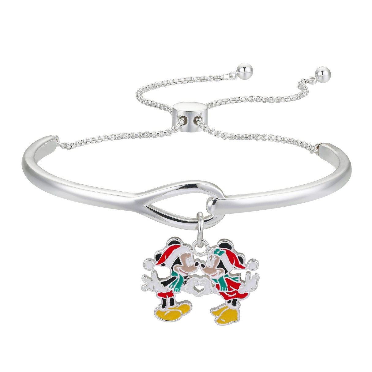 Santa Mickey and Minnie Mouse Cuff Bolo Bracelet