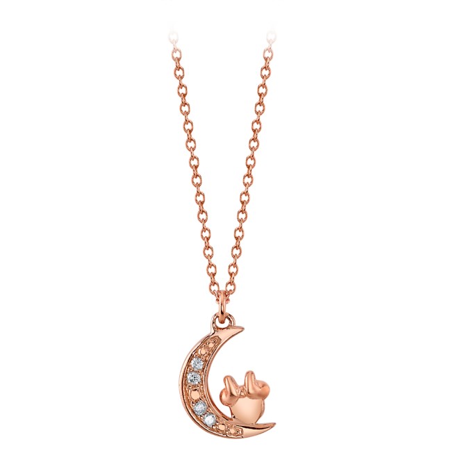 Minnie Mouse Icon Crescent Moon Diamond Necklace