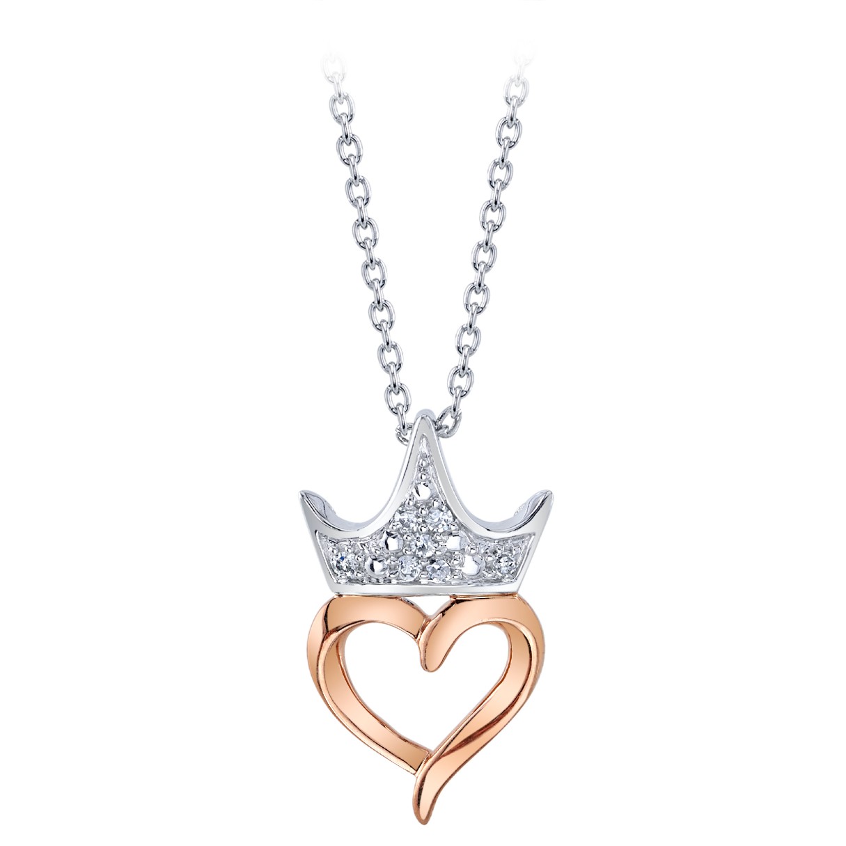 Disney Princess Crown and Heart Diamond Necklace